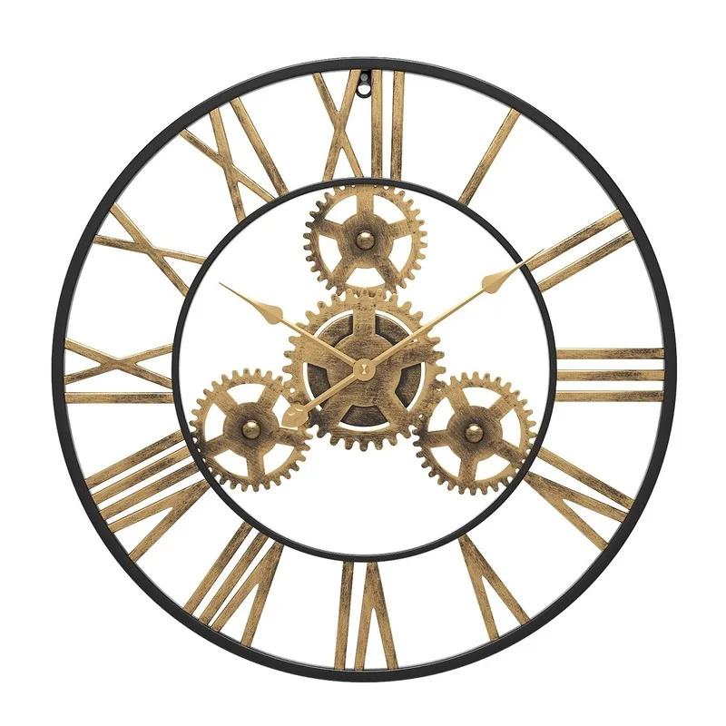 Wall Clock 50cm-60cm Oversized 3d Retro Rustic Decorative Lu