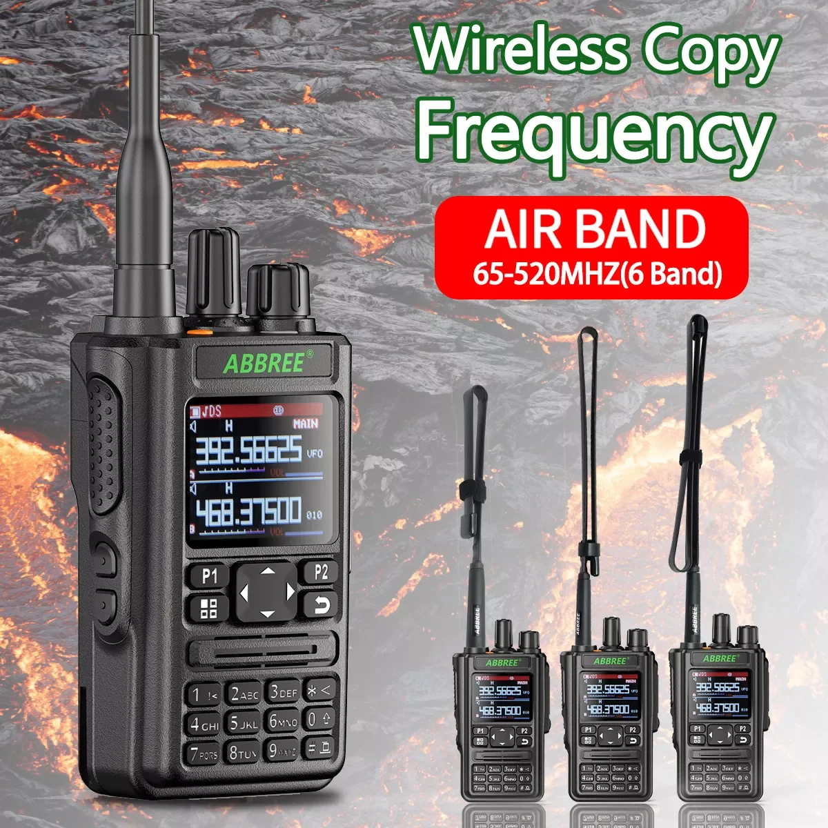 AR-869 GPS Walkie Talkie Bluetooth Program 136-520Mhz Full Band Wireless Copy Frequency Type-C Jack Two Way Radio