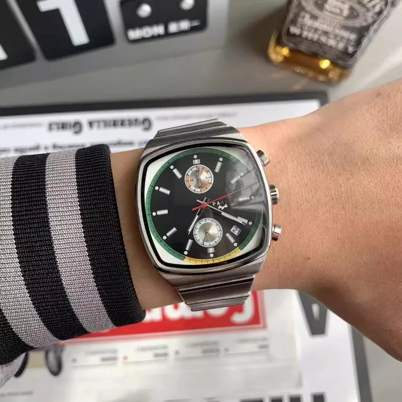 Новинка 2025 классические мужские часы из нержавеющей стали в форме тоннота