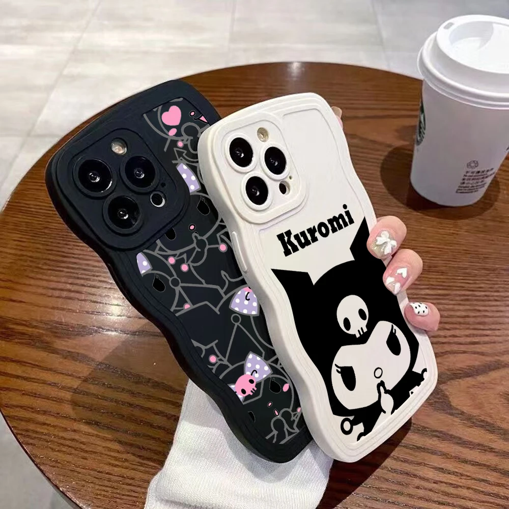 

Fashion Cute Sanrio kuromi cartoon Curly Wave phone Case for redmi note 9 10 11 pro K 30 40 Shockproof Bumper Cover Aesthetic