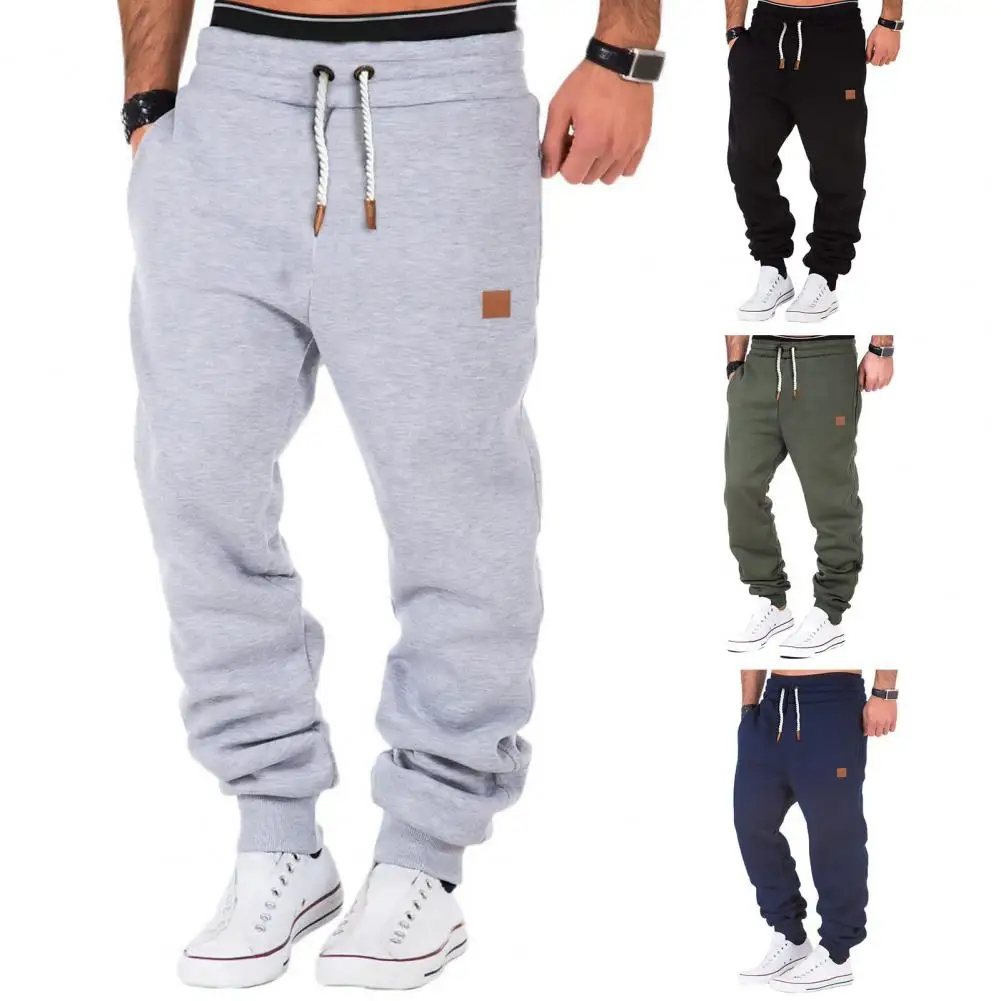 

Fashion Anti-pilling Mid-Rise Plus Size Solid Color Plush Lined Drawstring Casual Sweatpants Sport Pants Cold Resistant