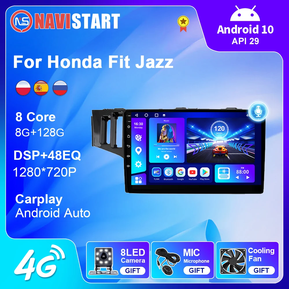 

Автомагнитола NAVISTART, Android, с экраном для Honda Fit Jazz 2014-2018, мультимедийный видеоплеер, 4G, навигация, GPS, Android, 2din