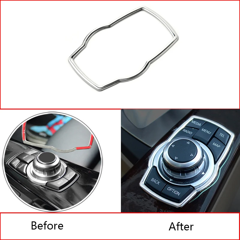 1pcs Stainless Steel Car Interior Multimedia Button Decor Car Styling Stickers for BMW F10 F20 F30 F34 F07 F25 F26 F15 F16 E70