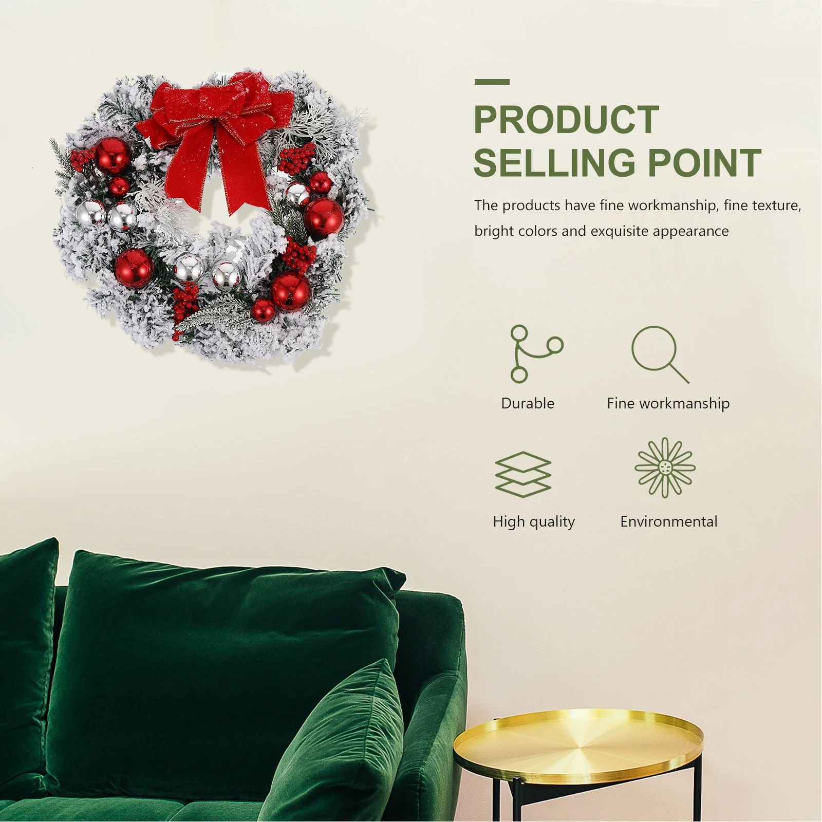 

1pc Christmas Wreath Xmas Wreath Door Wreath Garland Decor for Door
