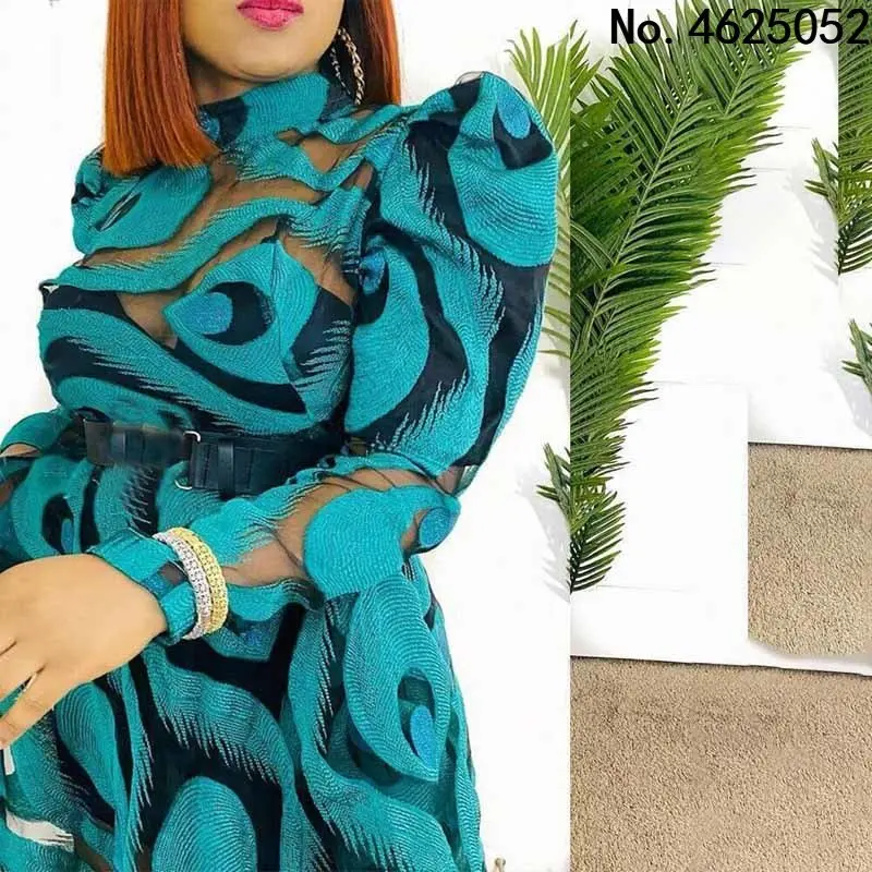 African Print Maxi Dresses For Women Long Sleeve Elegant Gown Anakra dress Dashiki Vestidos Robe Lady Fashion Dress No Belt