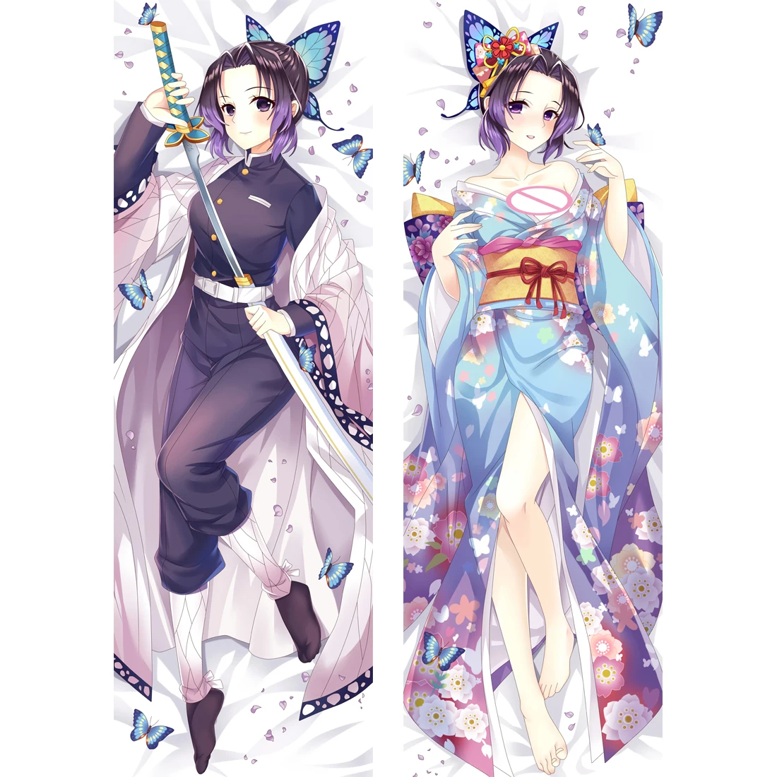 

Cosplay Anime Kochou Shinobu Pillowcase Dakimakura 2-Side Demon Slayer Halloween Hugging Body Throw Peach Skin Pillow Cover Case