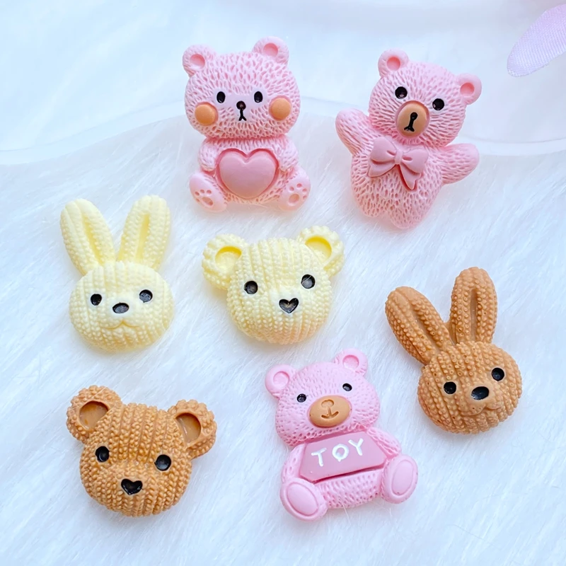 10 шт./лот новые милые мини Мультяшные животные кролик/медведь серия с плоской