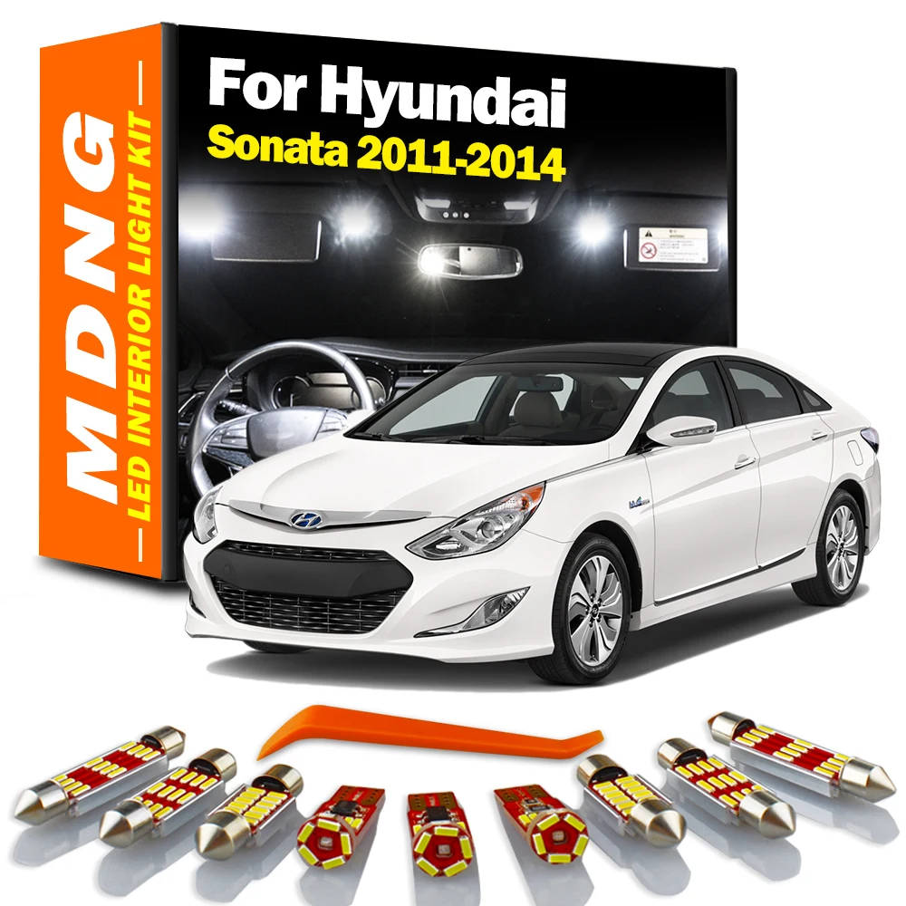 MDNG 10Pcs Canbus Car Led Interior Light Kit For Hyundai Sonata 2011 2012 2013 2014 Map Reading Trunk Dome License Plate Lamp