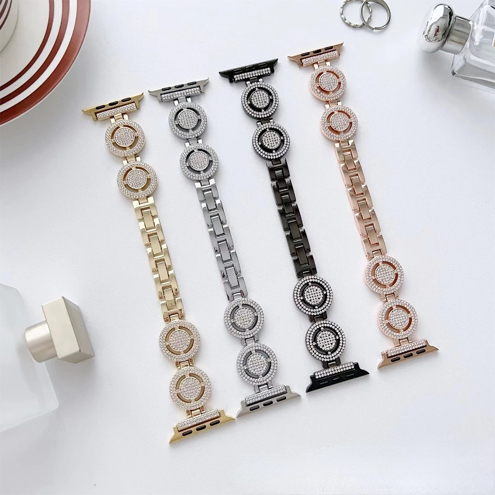 Luxury Women Bracelet for Apple Watch Band 49mm 41 45mm 40 44 38 42mm Diamond Metal Band for IWatch Ultra 8 7 6 5 4 Se 3 2 Band
