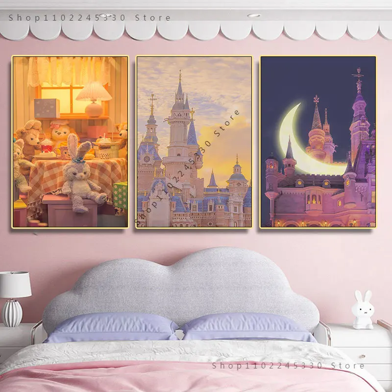 

Disney Anime Castle Fireworks Night Posters And Print Cartoon Canvas Painting Wall Art Living Room Decor Bedroom Home Decoration