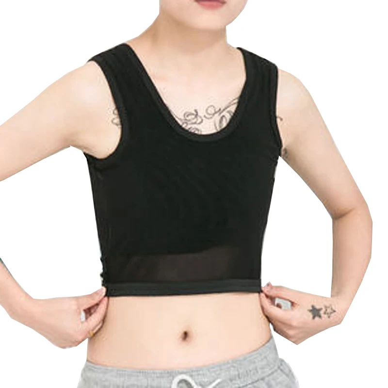 HaleyChan Ice Silk Half Length Pullover Chest Binder Without Clip Corset for Women Tomboy Trans Lesbian Transgender Ftm Crop Top