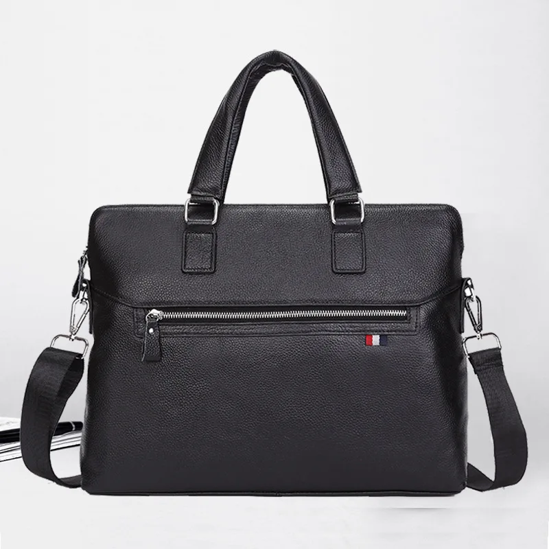 Business Cow Leather Men Briefcase Genuine Leather Handbag Casual Shoulder Messenger Bag Male Laptop Bag  Luxury File Bag