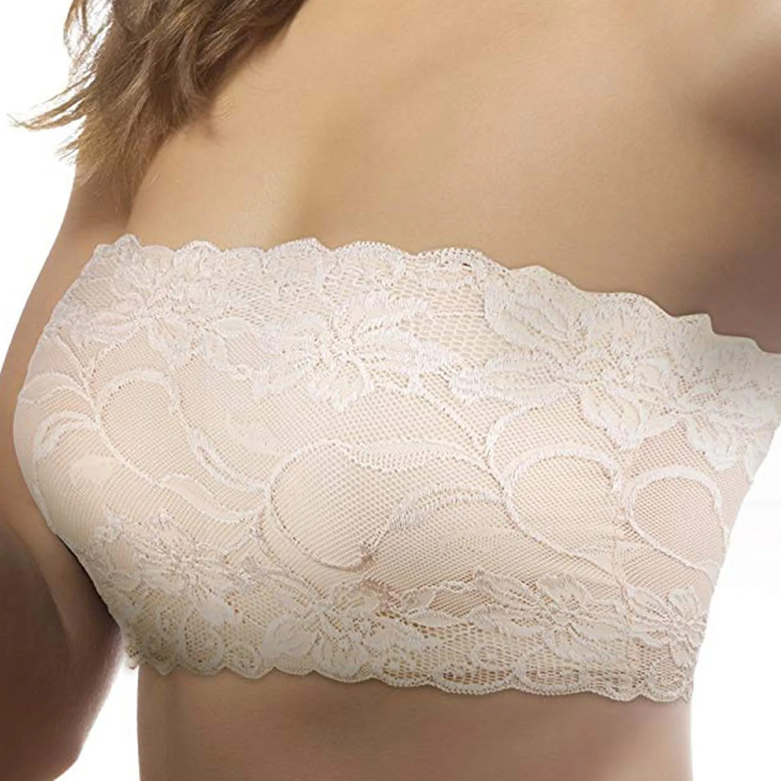 

Tube Bras for Women's Sexy Casual Lace Wrap Padded Tube Top Strapless Bra Elastic Lace Push UP Famale Anti-skid Bras