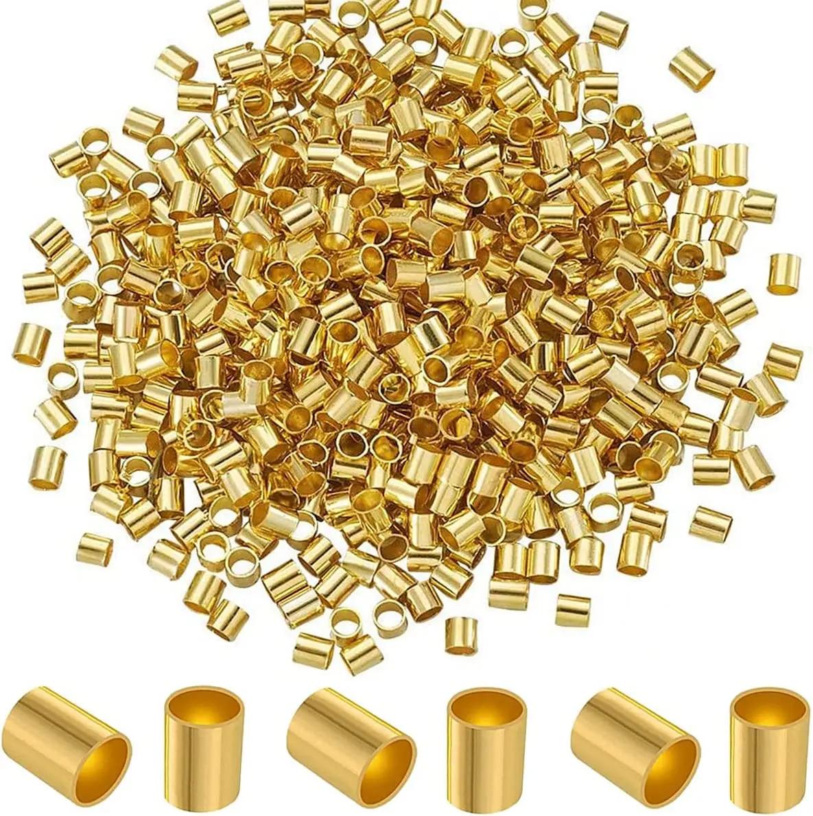 150pcs Crimp Tubes Beads Findings Stopper End Silver and Gold Color Plated Copper Craft Diy  Jewellery Making Accessories