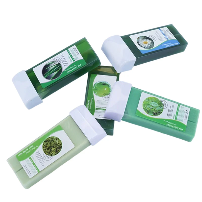 

100g Roll On Depilatory Wax Cartridge Warmer Honey Heater Waxing Hair Removal For Women Men Strawberry Lavender Rose Smell