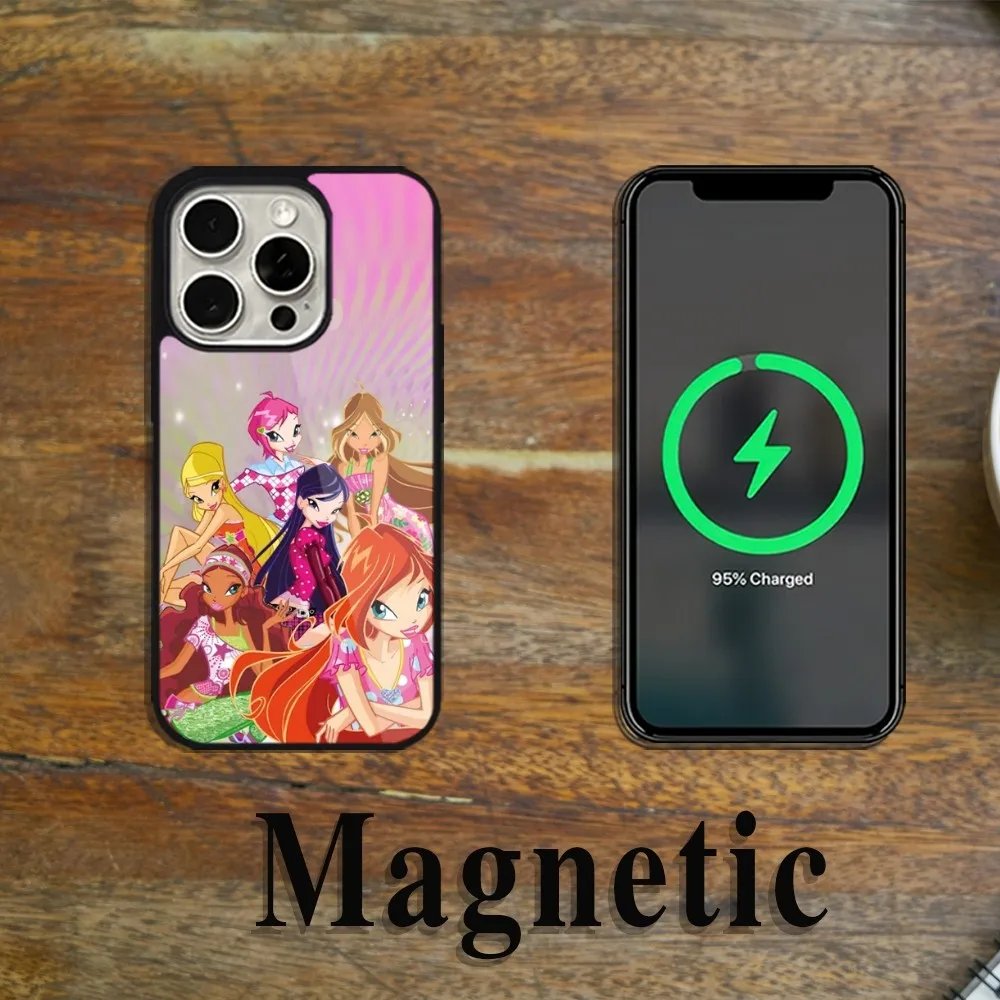 MINISO W-Winx Girl Clubs Cartoon B-Believix Чехол для телефона Magsafe Magnetic iPhone 11 12 13 14 15 Pro Max Plus
