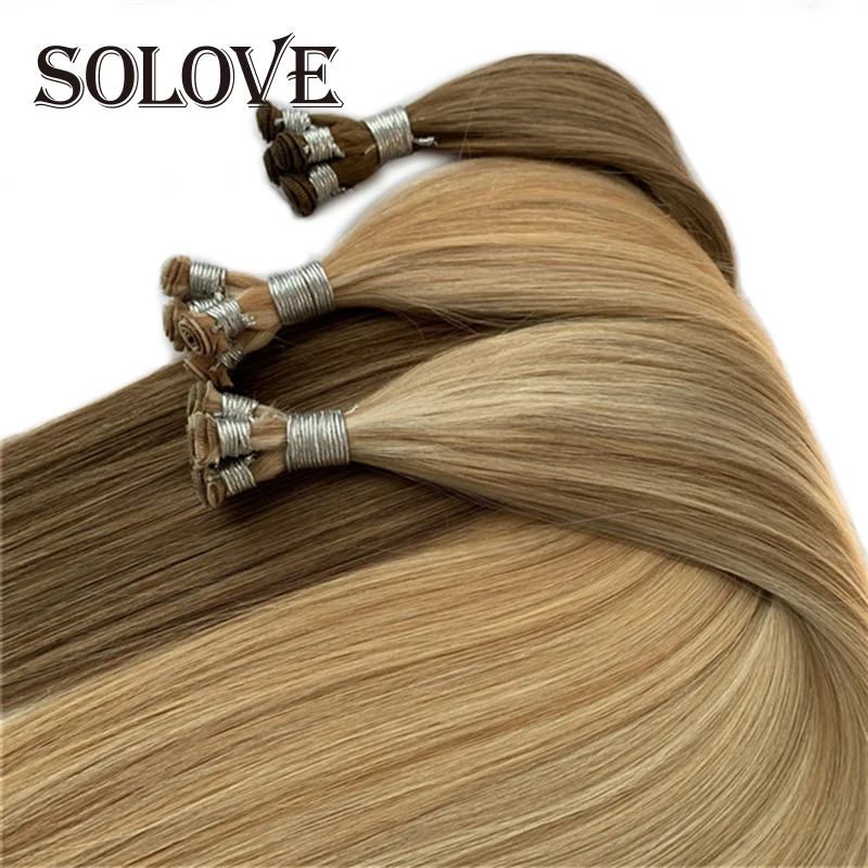 Straight Handmade Hair Weft Brazilian Unproccessed Raw Virgin Human Hair Bundle Double Drawn Human Hair Weave Natural Color