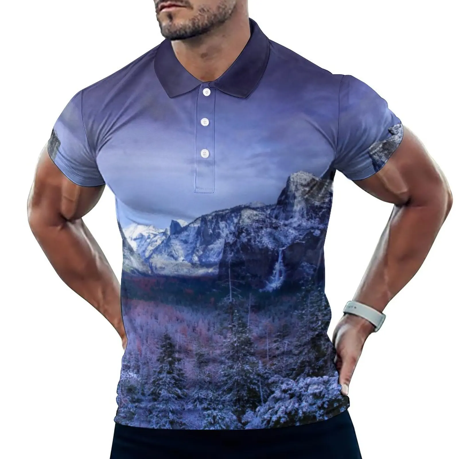 

Рубашка-поло мужская оверсайз с коротким рукавом и принтом в виде облаков