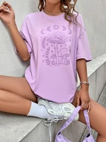 v neck floral printed bow mesh t shirt women tops flare sleeve retro lace up aesthetic pullovers
