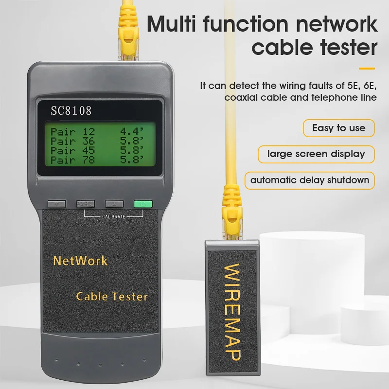 SC8108 Network Line Tester RJ45 Network Tester Line Device Breakpoint Length Detection