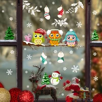christmas tree branch owl snowflake electrostatic glass paste living room bedroom window decoration electrostatic wall sticker