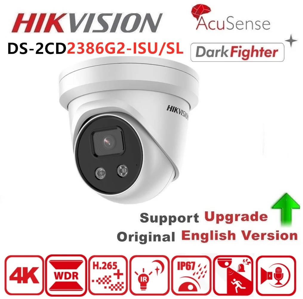 

Hikvision Original IP Camera 8MP DS-2CD2386G2-ISU/SL DarkFighter 4K POE SD Card H.265+ AcuSense Built-in Microphone & Speaker