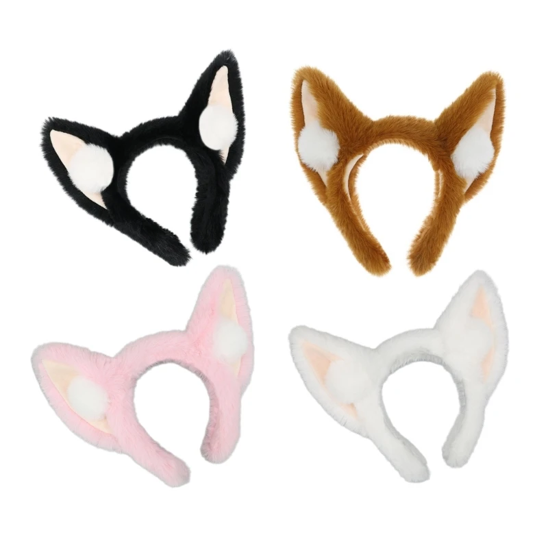 

Cosplay Foxes Ear Headband Women Students Washing Face Hairband Animal Pompom Ears Headbands Plush Anime Party Hair Hoop