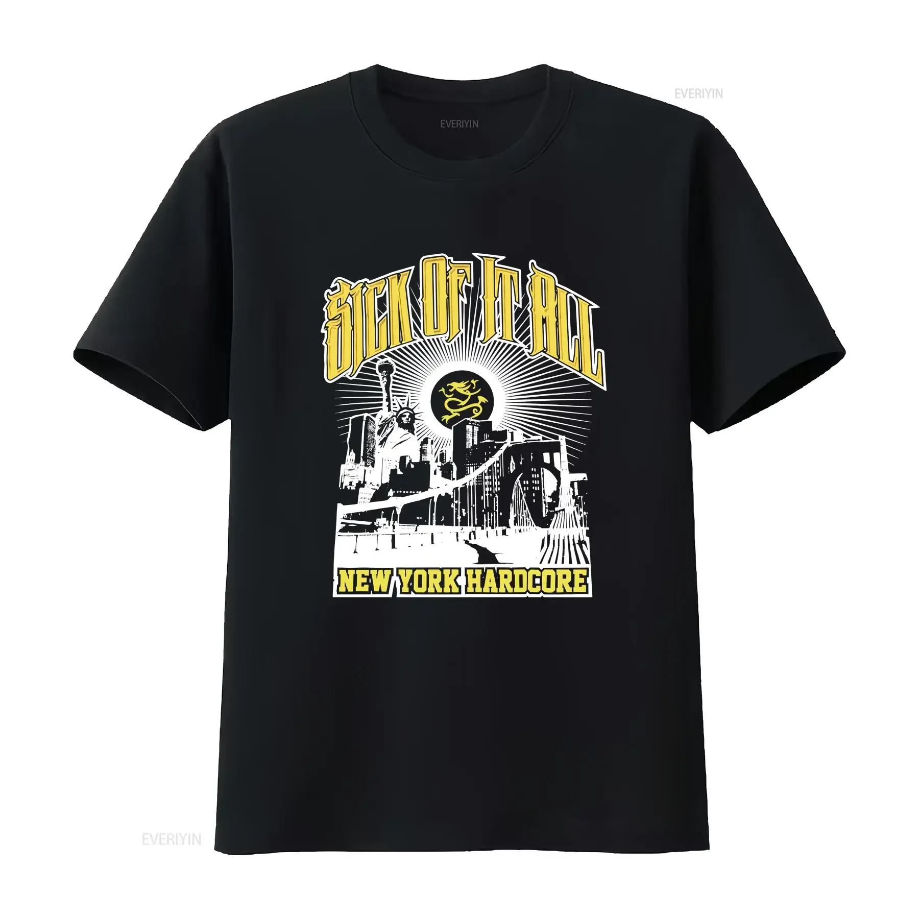 Фото Винтажная футболка 2000-х годов Sick Of It All New York Hardcore 3XL NYHC Madball MERAUDER, дизайнерская одежда с эффектом потертости, мягкая, винтажная, с эффектом стирки. №1