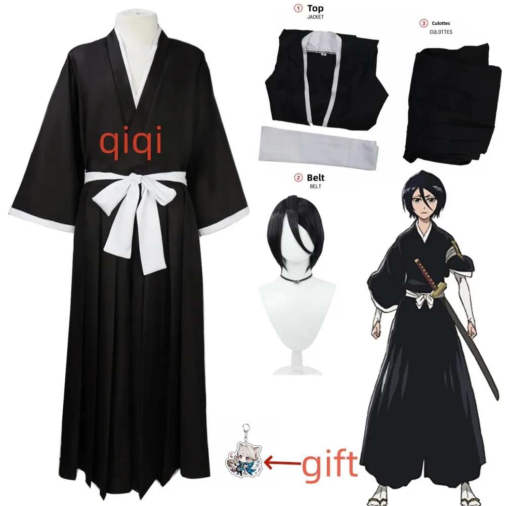 Косплей Рукия из аниме отбеливающий костюм Kuchiki парики и кимоно комплекты одежды