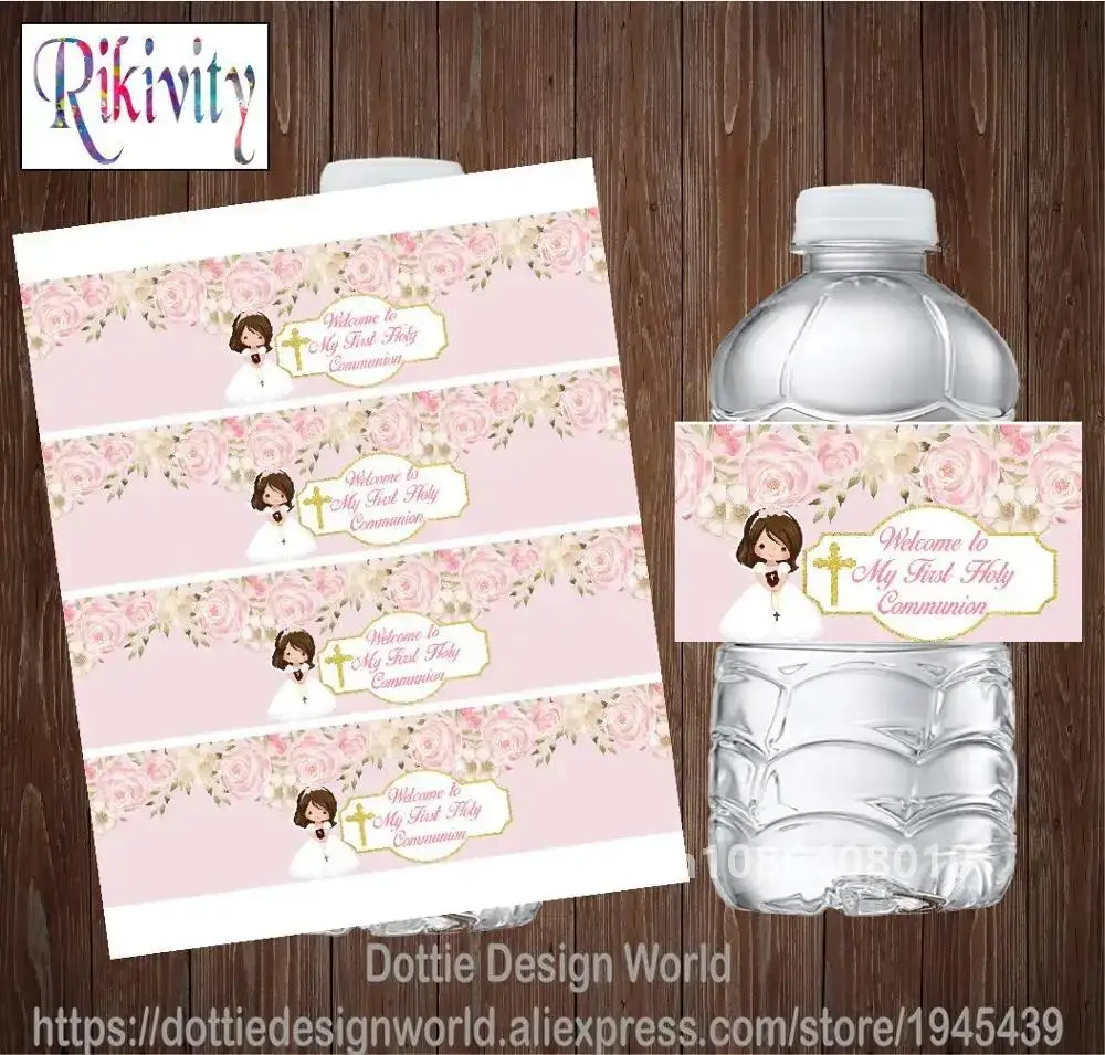 30/20 Девушка Первое Святое Причание Bapt Kwajale Бутылка Воды Винные Этикетки Клейкие