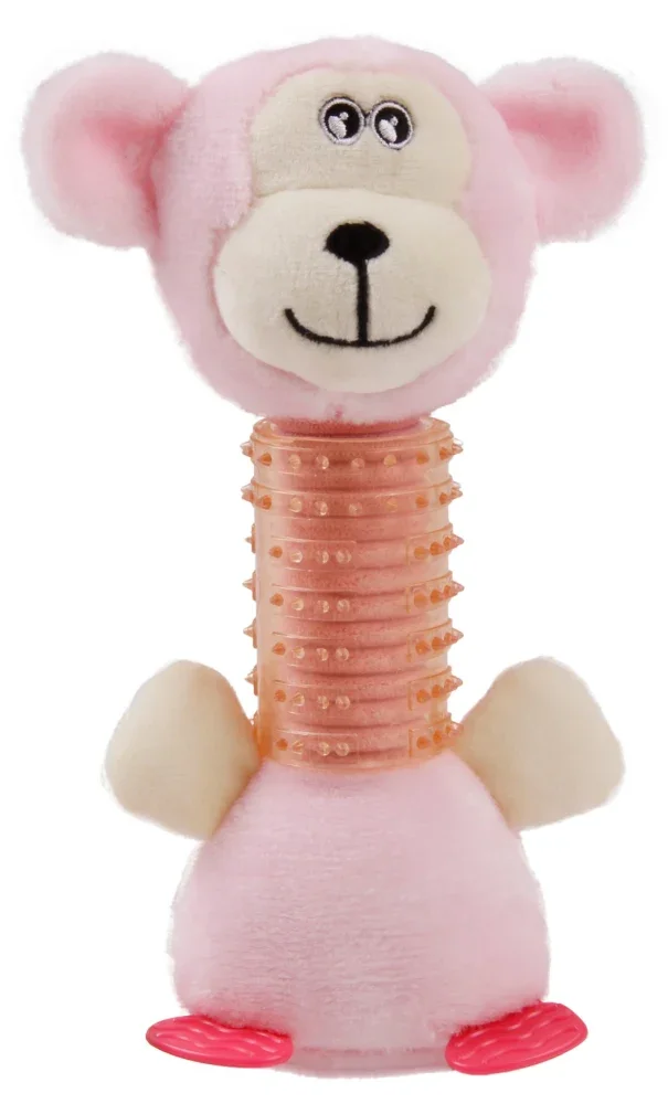

Pet Life ® Totty-Chew' Plush and Rubber Squeaking Newborn Teething Cat and Dog Toy