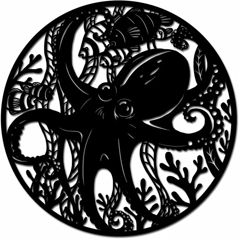 

Octopus Metal Wall Art Decor Funny Ocean Animal Underwater Landscape Wall art Home Living Room Interior Decoration Metal Art