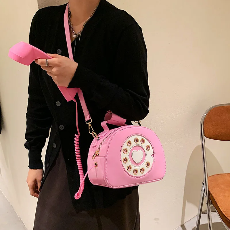 2023 Retro Phone Shape Design Women's Bag New Fashion Personality Portable Shoulder Bag Messenger Bag Shaped Saddle Bag