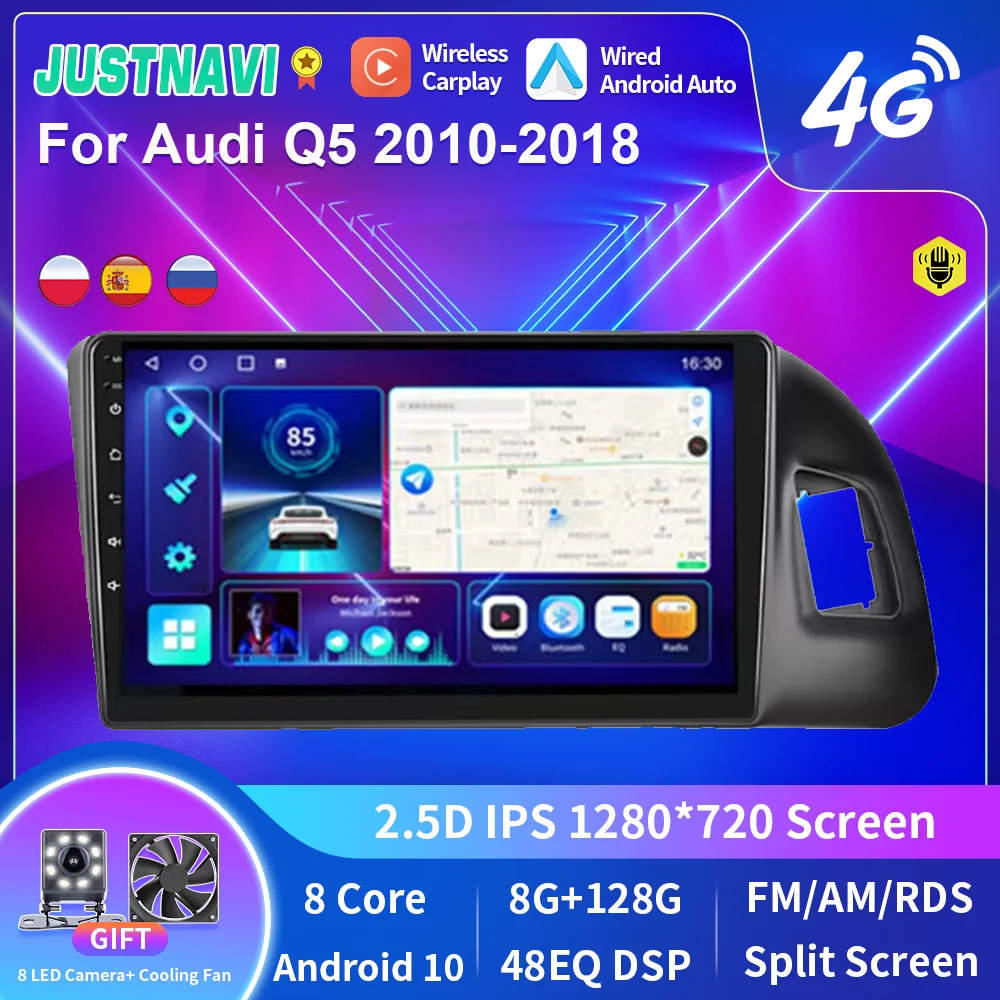 

Автомобильный радиоприемник JUSTNAVI для Audi Q5 2010-2018, 2din, Стерео Авторадио, Android, Carplay, Navi, мультимедийный DVD-плеер, навигация, GPS BT