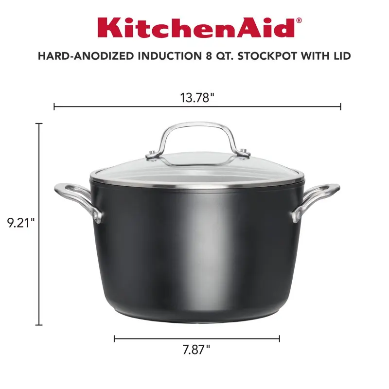 

2023 New Hard-Anodized Induction Nonstick Stockpot with Lid, 8-Quart, Matte Black Soup Pot Noodles Saucepan Noodle Hot Cooker