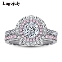 pure 925 sterling silver womens rings luxury pink zirconia rings for women bride engagement wedding silver 925 jewelry gifts