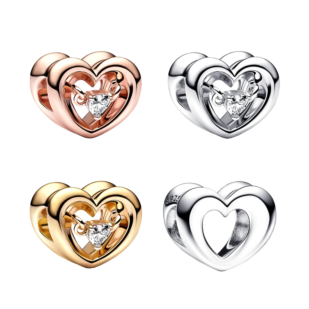

925 Silver Sparkling Heart Pendant Banquet Party Fit For Pandora Gorgeous Making Romantic Woman Jewelry Gift