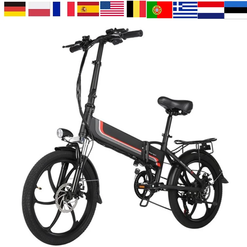 Bicicleta eléctrica plegable para hombre y mujer, neumático de bici con 350W, con batería de litio de 20 pulgadas, para playa y Cruiser