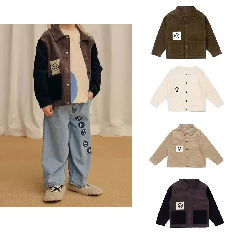 В наличии 2024 wyn Осенняя детская одежда Синее пальто с мехом щенка Теплое и плотное