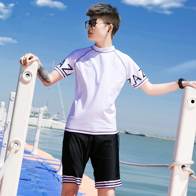 HaleyChan Chest Binder Quick-Drying Swimwear Top+Swimming Pants for Women Tomboy Trans Lesbian Transgender Ftm Beach Swimsuits