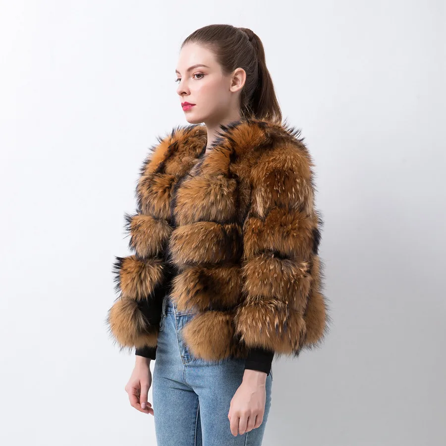 New Arrival Hot Sale Women Fur Coat Natural Raccoon Fur Jacket Thick Fur Coat Short Coat Fashion enlarge
