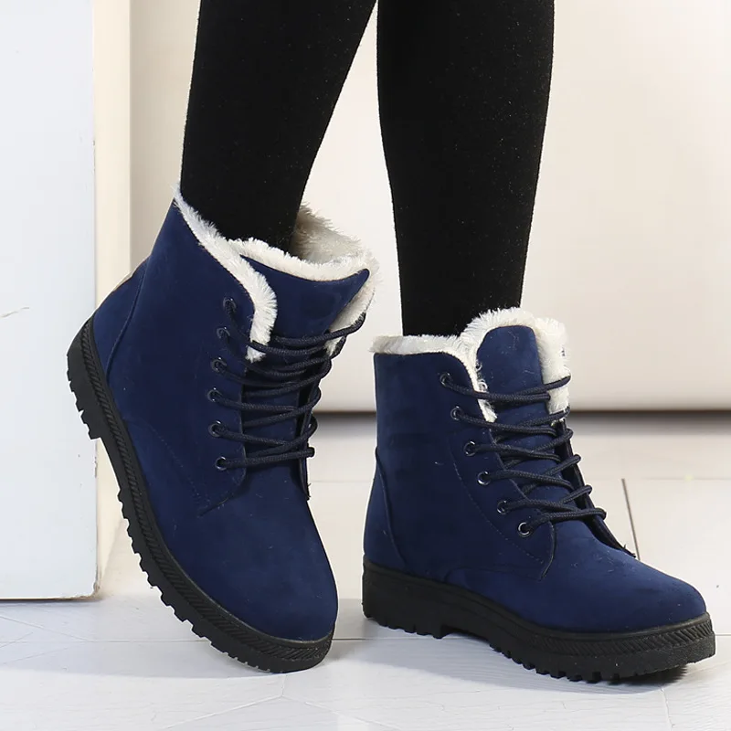 

Winter Women Snow Boots Platform Lace-Up Short Plush Women Ankle Boots Round Toe Fashion Casual Botas Mujer Keep Warm Comfort