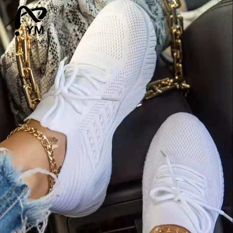 

New Sneakers Shoes 2022 Fashion Breathable Lace Up Platform Women vulcanize Shoes Summer Flat Mesh Sports Shoes Woman Running Sh