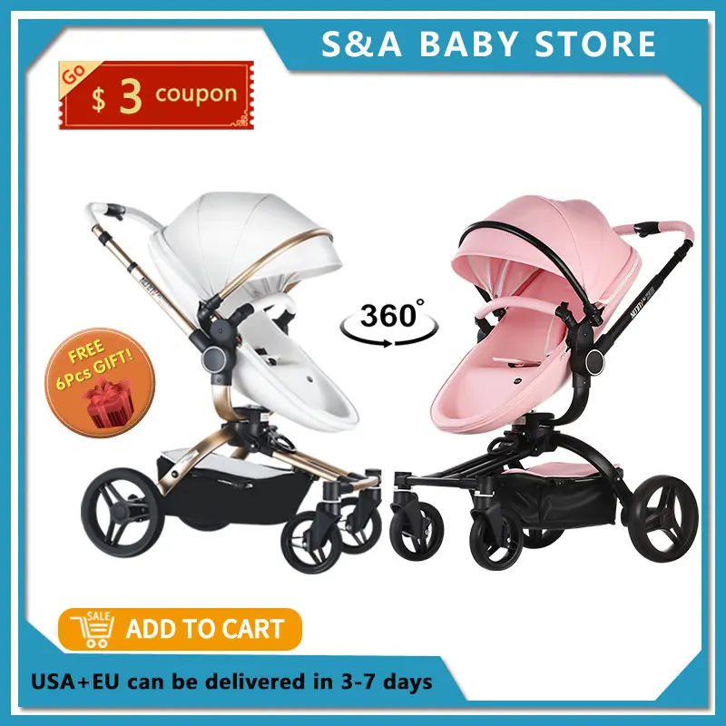 

360° Rotation Pramsb Fast and Free Shipping Aulon 3in1 Baby Stroller 2 in 1 High land-scape Pram Newborn Carriage on 2023