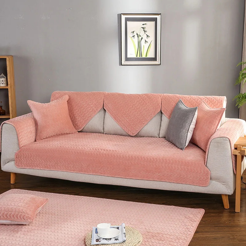 

Thickened Plush Sofa Covers Non-slip Sofa Cushion for Living Room Sofa Towel Seat Pad Solid Color Dust-Proof Sofa Seat Cover
