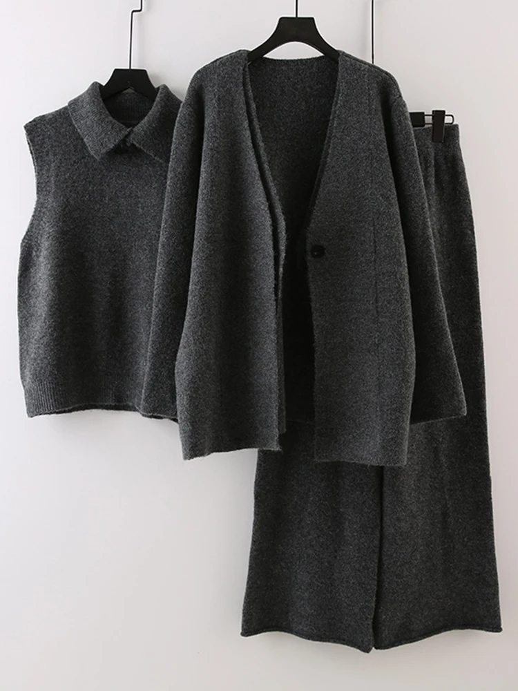 LANMREM осенне-зимний трикотажный комплект из 3 предметов женский пуловер с