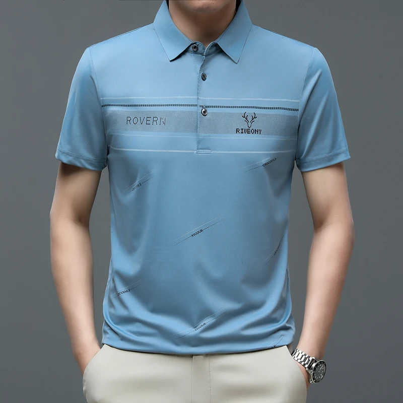 

Fashion Casual Solid Daily Mens Polo Shirt Lapel Golf Short-sleeve Business Tops T-shirt Leisure Camisas Men Clothing Outdoors