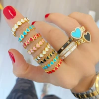 new colorful enamel heart surrounded lovely stacking rings for women minimalist gold rings for best friend cute heart ring