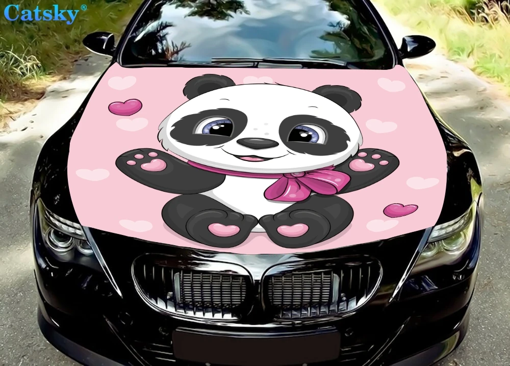 

Наклейка в виде панды, детской, панды, автомобильные напольные коврики, наклейка на капот автомобиля, Виниловая наклейка на капот, полноцветная графическая наклейка