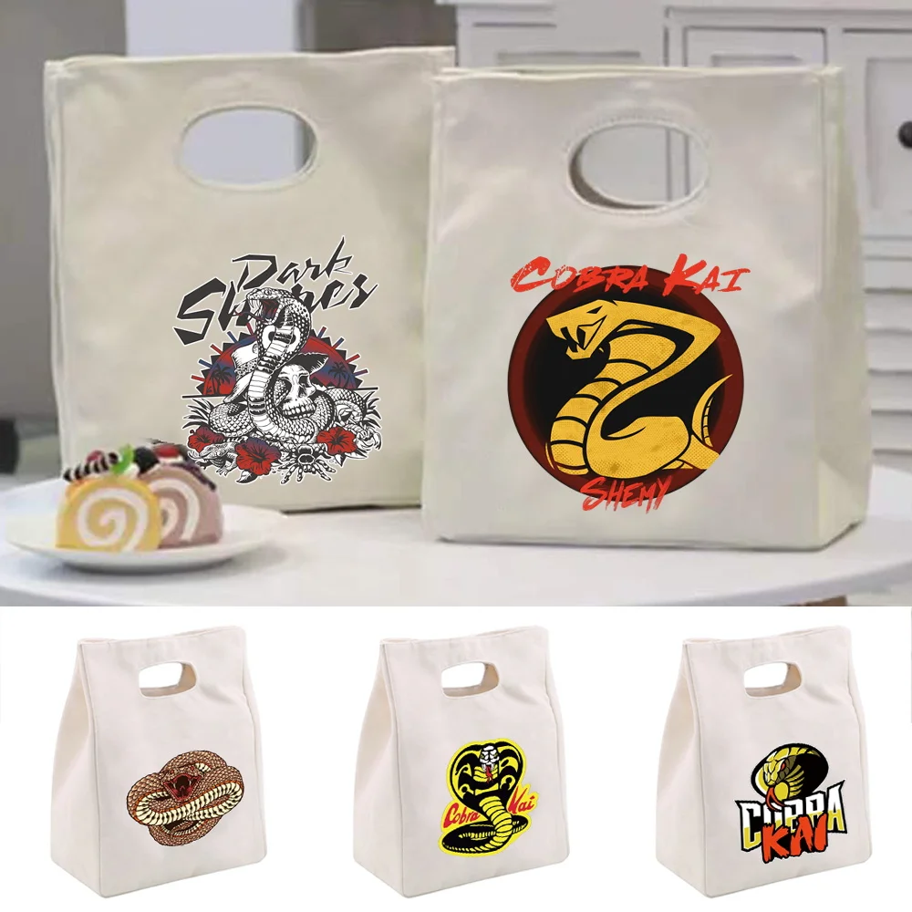 

Cartoon Insulatied Lunch Bags Tin Foil Insulation Bag Portable Lunch Bags Cobra Picnic Bento Bags with Thermal Lunch Bag Unisex